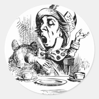 Mad Hatter engaging in rhetoric Classic Round Sticker