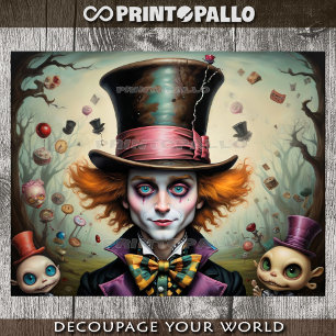 Mad Hatter from Alice in Wonderland cartoon style Tissue Paper