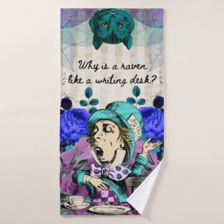 Mad Hatter Raven Writing Desk Bath Towel