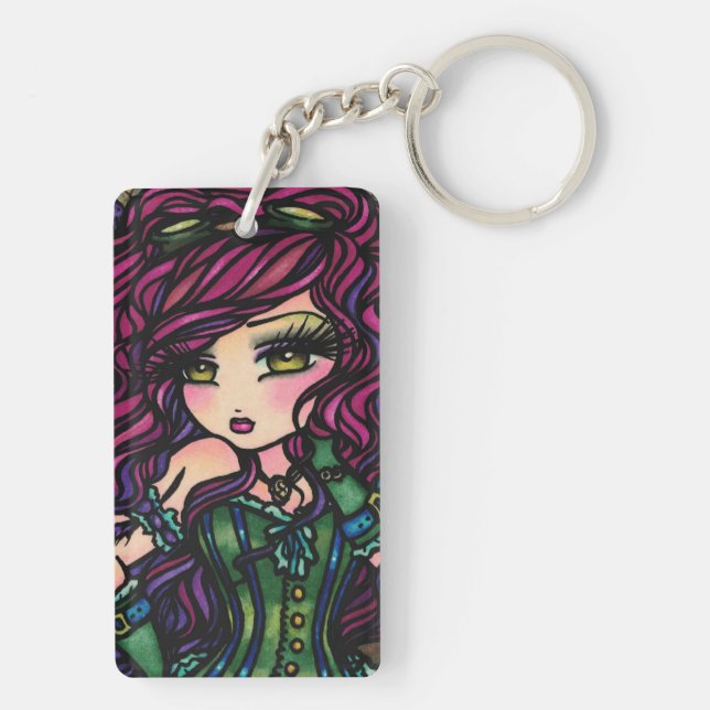 Mad Hatter & Steampunk Girl Hannah Lynn Keychain (Back)