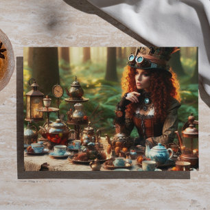 Mad Hatter Steampunk Vintage Victorian Lady Tissue Paper