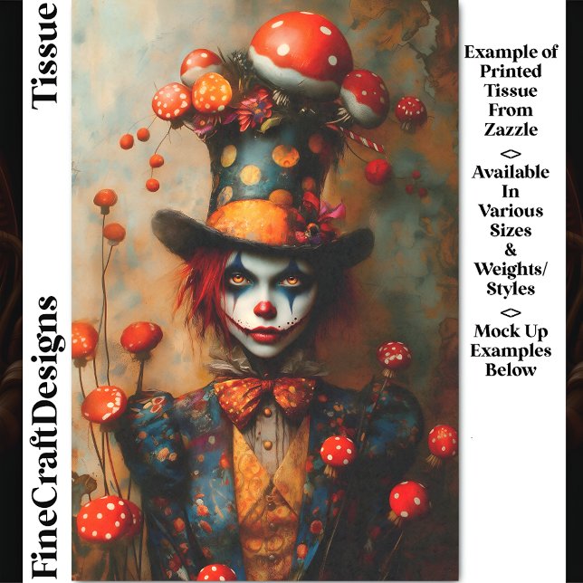 Mad Hatter Style Circus Character DW4A Decoupage Tissue Paper (Creator Uploaded)