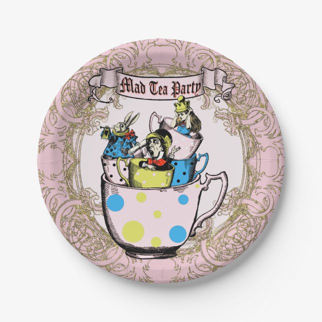 Mad Hatter Tea Party Alice in Wonderland Paper Plate (Front)