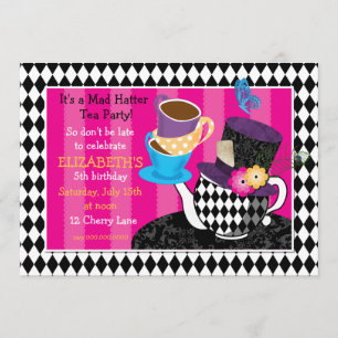 Mad Hatter Tea Party Birthday Invitation-diamond Invitation