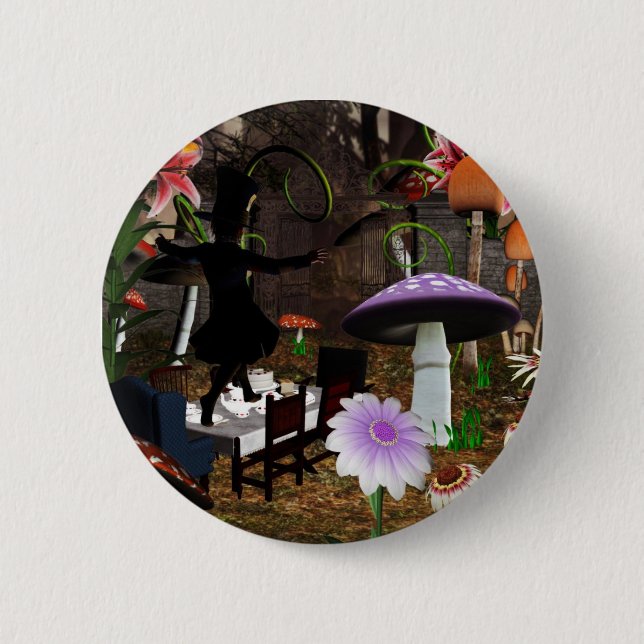 Mad hatter tea party button (Front)