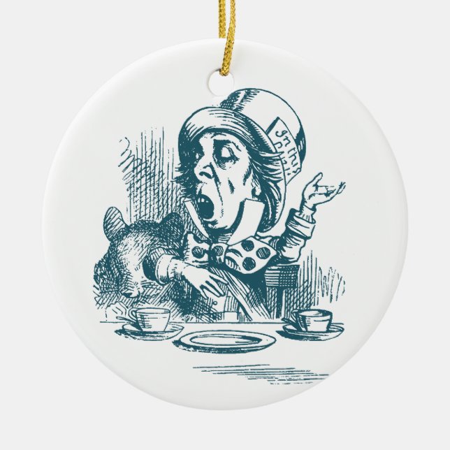 Mad Hatter Tea Party Ceramic Ornament (Front)