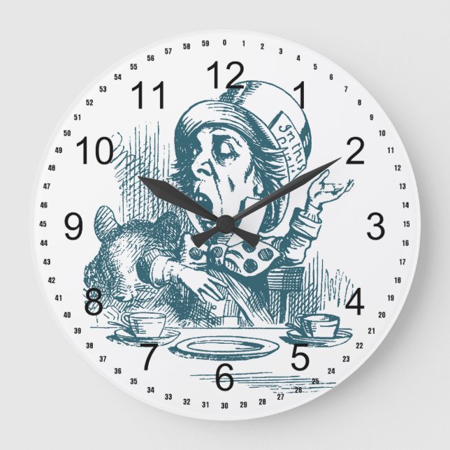 Mad Hatter Tea Party Large Clock (Front)