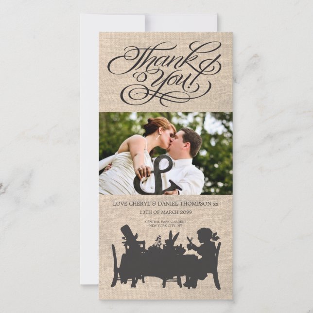 Mad Hatter Tea Party Mariage Carte photo Merci (Devant)