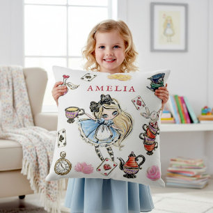 Mad Hatter Tea Time Cartoon Character Pillow