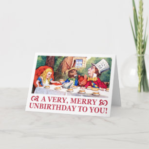MAD HATTER WISHES ALICE A VERY MERRY UNBIRTHDAY! HOLIDAY CARD