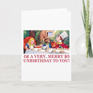 MAD HATTER WISHES ALICE A VERY MERRY UNBIRTHDAY! HOLIDAY CARD