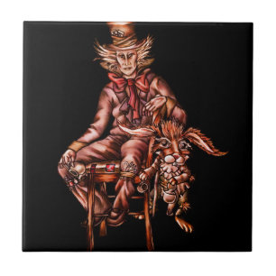 Mad Hatter with March Hare Drawing Tile