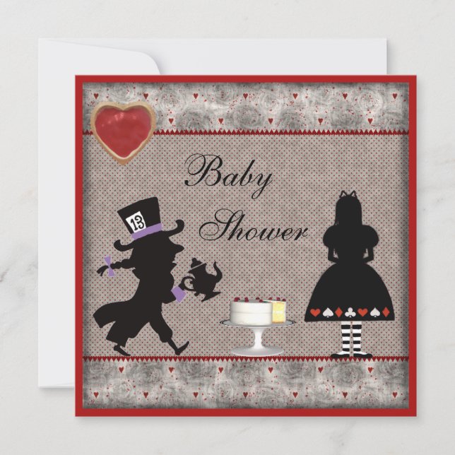 Mad Hatter's Tea Party Baby Shower Invites (Front)