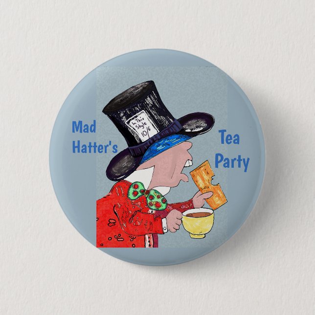 Mad Hatter's Tea Party tea and biscuits 2 Inch Round Button (Front)