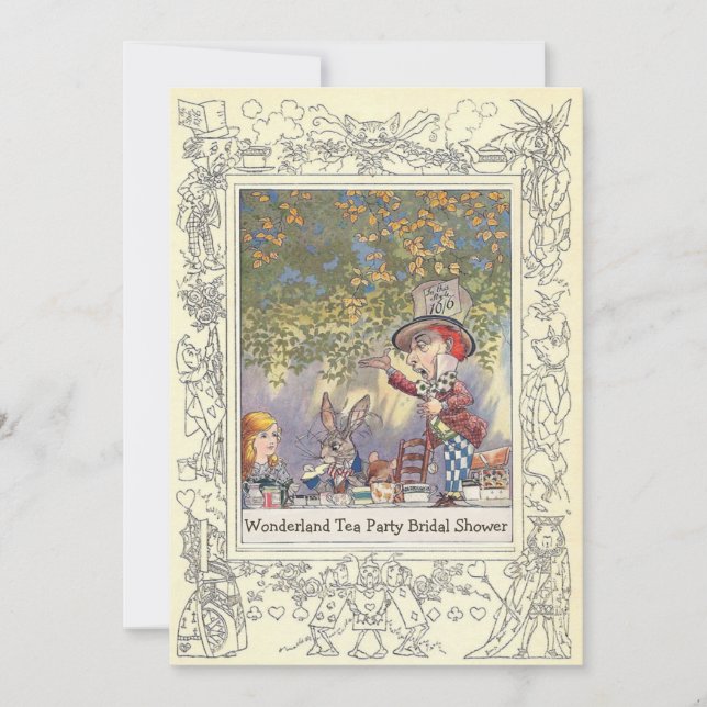 Mad Hatter's Wonderland Tea Party Bridal Shower Invitation (Front)
