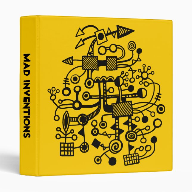 Mad Inventions - Black on Amber (1") Binder (Front/Spine)