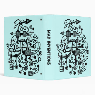 Mad Inventions - Black on Ice Blue (1") Binder