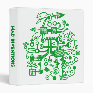 Mad Inventions - Grass Green on White (1") Binder