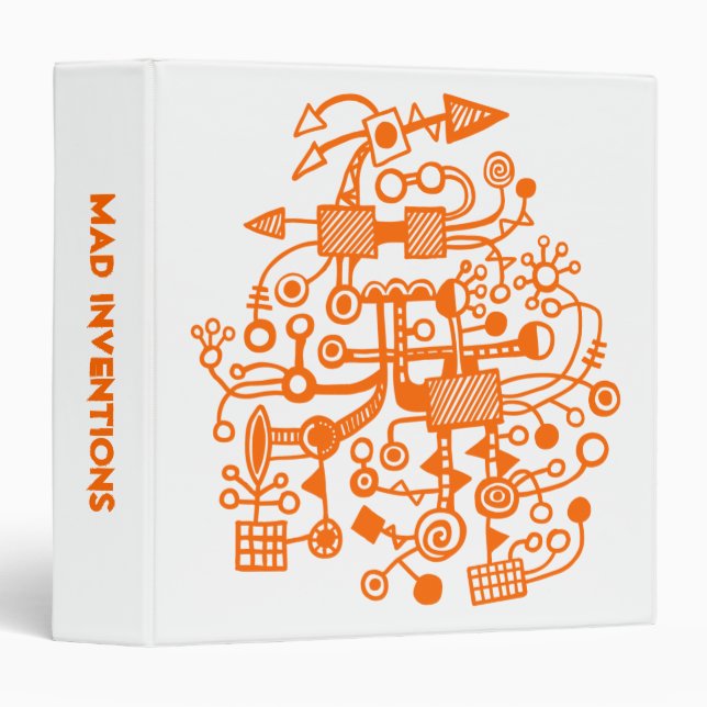 Mad Inventions - Orange on White (1.5") Binder (Front/Spine)