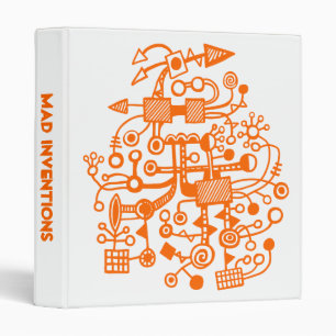 Mad Inventions - Orange on White (1") Binder