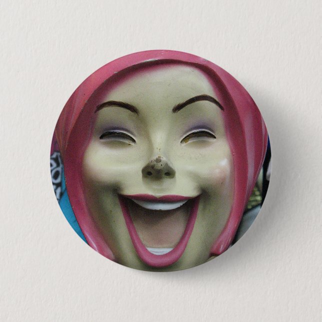 Mad Laughing Mannequin ~ Uncanny Valley Girl 2 Inch Round Button (Front)
