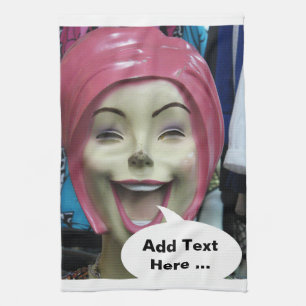 Mad Laughing Mannequin ~ Uncanny Valley Girl Kitchen Towel