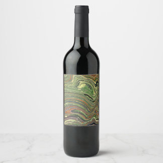 Mad Love 1 Wild Green Abstract Wine Bottle Wine Label