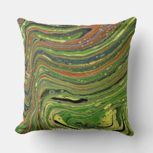 Mad Love 3 Green Striped Abstract Throw Pillow