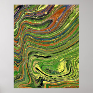 Mad Love 3 Green Striped Abstrait Poster Imprimer