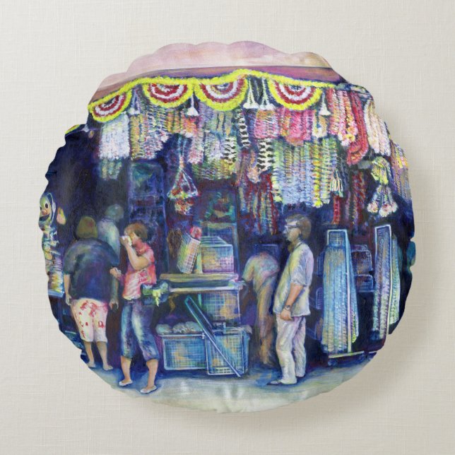 Mad Man on Market and Main, Singapore Round Pillow (Front)