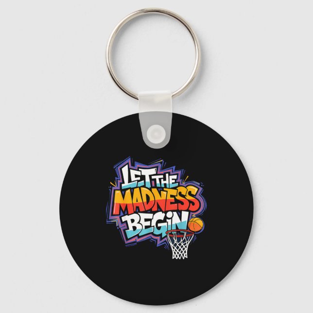 Mad march begin basketball graffiti squad keychain (Front)