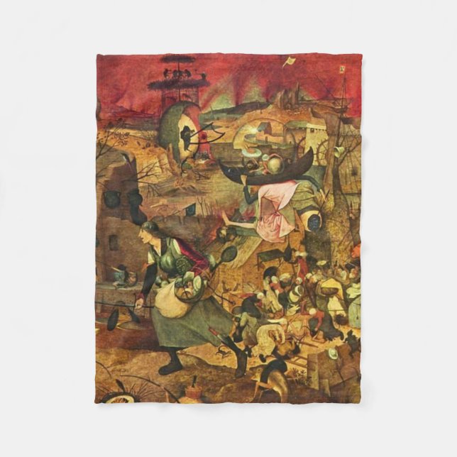 Mad Meg By Hieronymus Bosch Fleece Blanket (Front)
