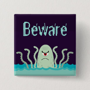 Mad Octopus 2 Inch Square Button