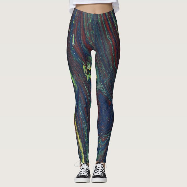 Mad Passion 1 Wild Stripes Abstract Leggings (Front)