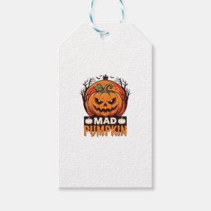 Mad Pumpkin Halloween Vintage Engraving Design_1 Gift Tags