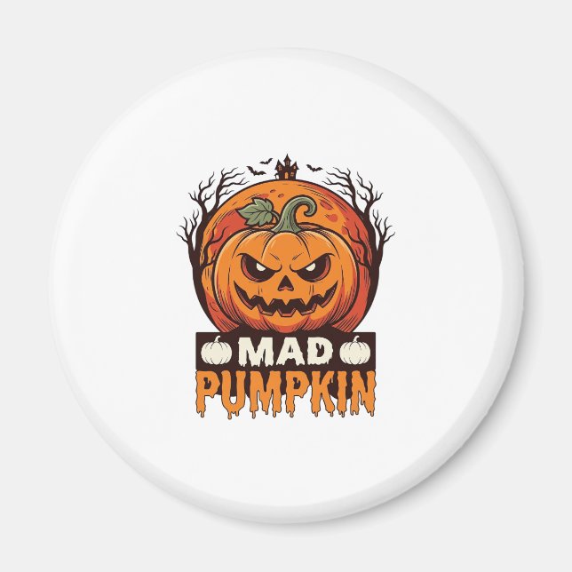 Mad Pumpkin Halloween Vintage Engraving Design_1 Magnet (Front)