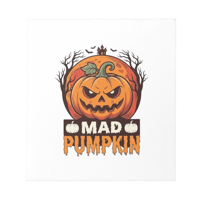Mad Pumpkin Halloween Vintage Engraving Design_1 Notepad (Front)