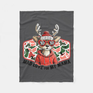 Mad Retro Love For My Mama Deer Hunting Boys Valen Fleece Blanket