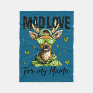 Mad Retro Love For My Mama Deer Hunting Boys Valen Fleece Blanket