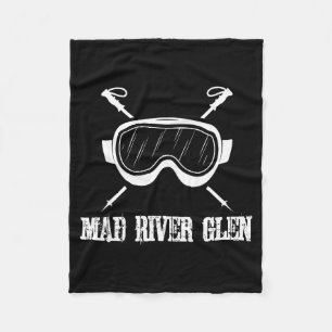 Mad river glen vermont rustic ski skier skiing fleece blanket