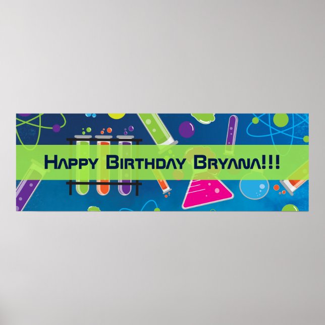Mad Science Birthday Party Custom Banner Poster (Front)