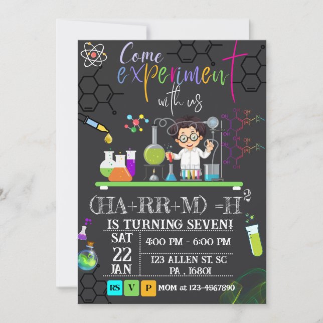 Mad Science Birthday Party `Invitation for Boys Invitation (Front)