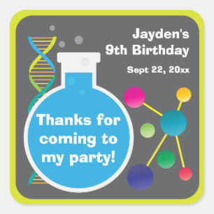 Mad Science Lab Birthday Party Favour Square Sticker