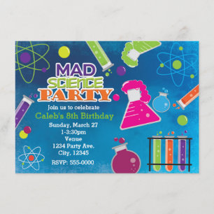 Mad Science Scientifique Invitations de fête d'ann