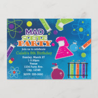Mad Science Scientist Birthday Party Invitations