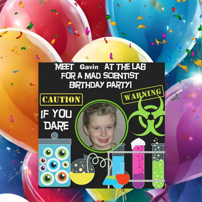 Mad Scientifique Anniversaire Fête 2 Invitations (Créateur téléchargé)