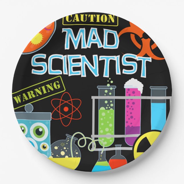 Mad Scientist Birthday Paper Plates (Front)