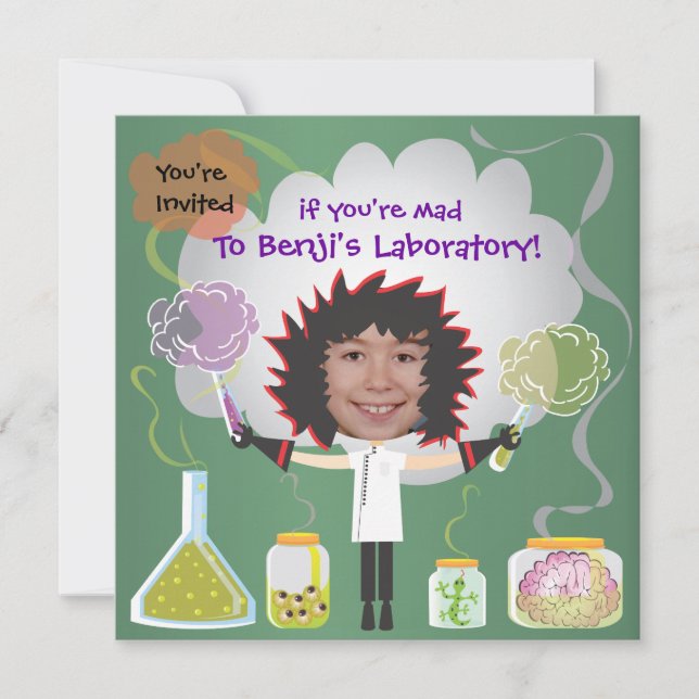 Mad Scientist Birthday Party Invitations (Front)