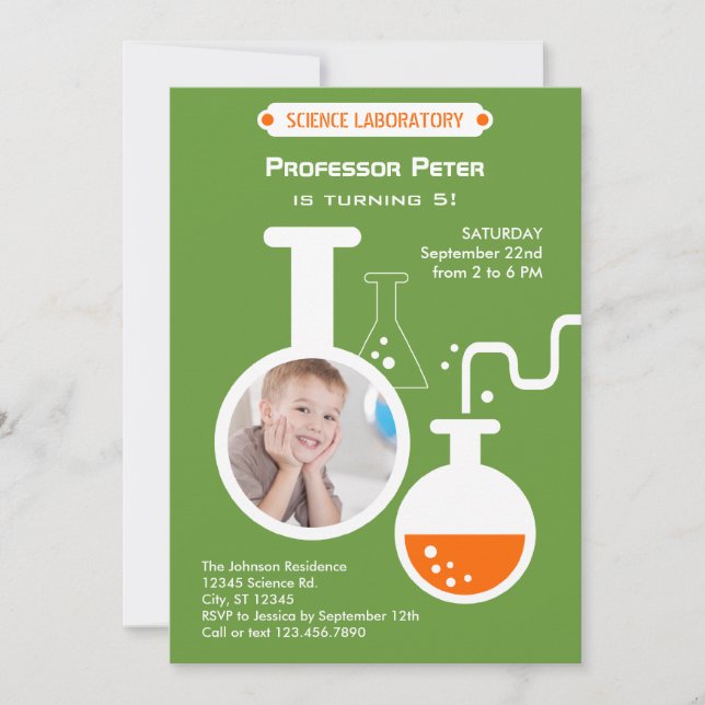 Mad Scientist Birthday Party Photo Invitation (Front)