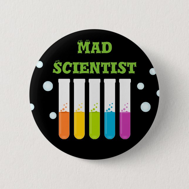 Mad Scientist Colourful Test Tubes Birthday Party 2 Inch Round Button (Front)